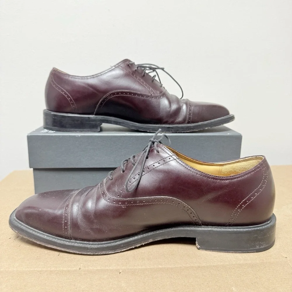 ROCKPORT MENS DRESS SHOE 10M CAP TOE OXFORD‎ BURGUNDY APM1201E